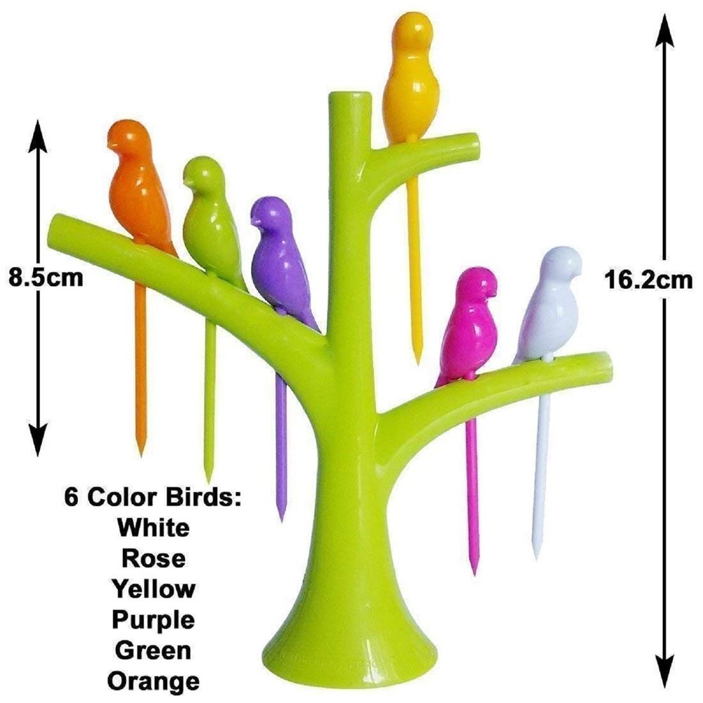 Multicolor Pack of 4 Plastic Bird Fruit Fork V4U Solution