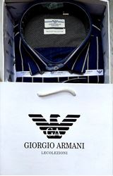 Man Printed Navy Blue Cotton Lining Shirts Collection XL(42)